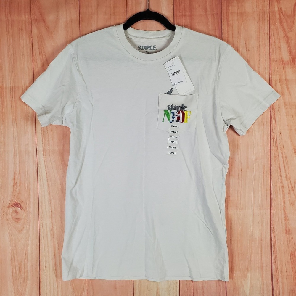 Staple T Shirt Mens Small White Embroidered Nyof Pigeon Logo Cotton Casual Wear